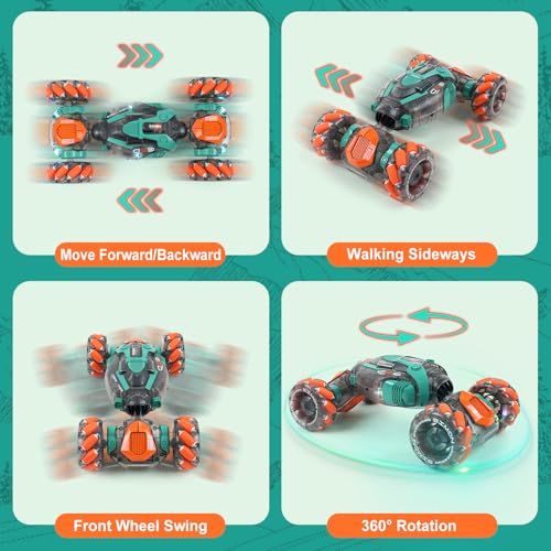 Gesture Sensing RC Stunt Car for Kids - 2.4Ghz Remote & Hand-Controlled Toy, Birthday Gifts for Boys 6 7 8 9 10 11 12 Year Old, Twist Off-Road Vehicle with Lights & Music