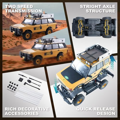 FMS FCX10 1/10 RC Crawler Land Rover Camel Trophy Edition, Official Licensed 4WD All Terrain Off-Road RC Truck for Adults, High-Detail Scale RC Car with Metal Gears, Upgraded Shocks (Discovery) - style: Discovery