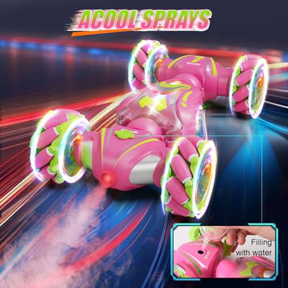 Nicella Remote Control Car, Pink RC Cars for Girls, Gesture Stunt with Light & Music, 4WD, 360° Rotating, 2.4Ghz Remote Control Car Toys, Birthday Gift for Kids Age 6+ (Grey) (Pink) - color: Pink