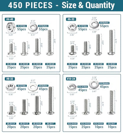 Stainless Steel 304 Hex Flange Bolt Kit (720PCS) - size: 720PCS