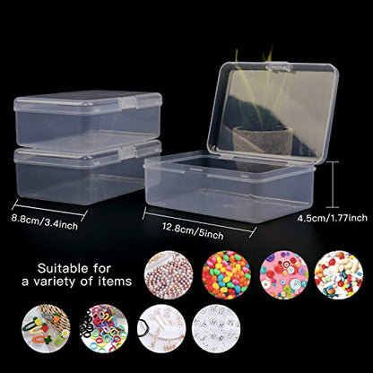 Clear Plastic Beads Storage Containers Empty Mini Storage Containers Box,12 Pack Plastic Storage Container with Lids,Beads Storage Box with Hinged Lid for Beads,Earplugs,Pins (5 x 3.4 x 1.7 inch) - size: 5 x 3.4 x 1.7 inch