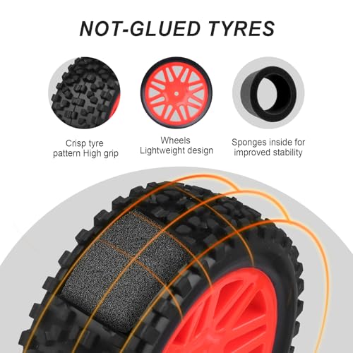 Hobbypark 12mm Hex RC 1/10 Buggy Wheels and Tires Set Height 3.46''(88mm) for Redcat Shockwave Tornado S30 EPX/PRO ExceedRC EP SunFire HSP Off Road Car