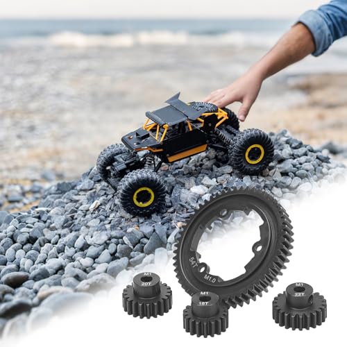 daitoku 54T 1 Mod Hardened Steel Spur Gear with 18T 20T 22T Motor Pinion Gear Compatible with Traxxas 1/10 Maxx 1/5 X-Maxx 1/10 E-REVO 2.0 VXL 1/7 XO-1 - size: 54T