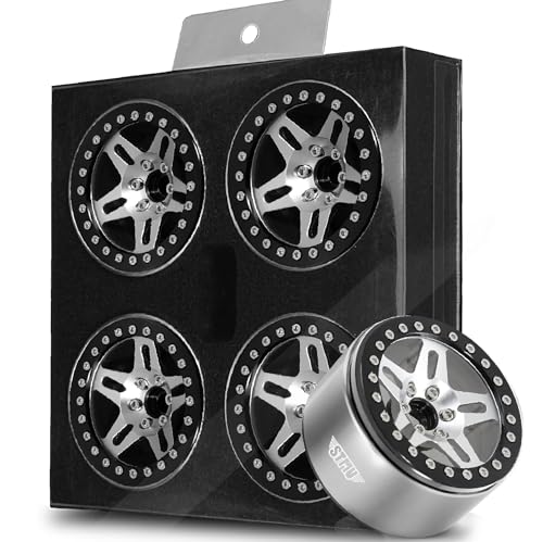 STMU 2.2 Inch Aluminum Beadlock Turbine Wheels - Perfect Fit for SCX10 TRX4 VS4-10 Gen8 1/10 RC Crawler Vehicles (Silver) - color: Silver