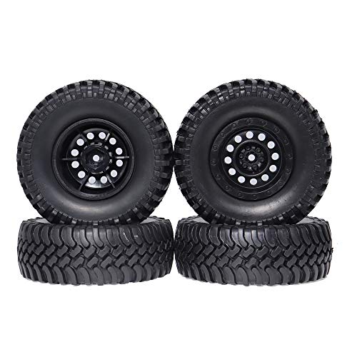 REhobby 4PCS 1/10 Scale OD 100MM 1.9inch Wheel Tires 12mm Hex Plastic Hub for 1:10 Tamiya CC01 D90 D110 SCX10 Rock Crawler Car