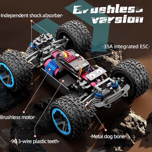 35mph RC Cars for Adults with Carry Bag, 1/20 4WD Off Road Race Buggy, Brushless Motor, High Speed Offroad Drift Racing Car Remote Control Truck, 3 Batteries (Blue) - color: 37mph, 1/20, Sg201max