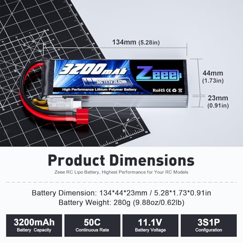 Zeee 3S Lipo Battery 3200mAh 11.1V 50C Soft Case Battery with T Connector for RC Airplane RC Helicopter RC Car RC Truck RC Boat UAV Drone FPV(2 Pack)