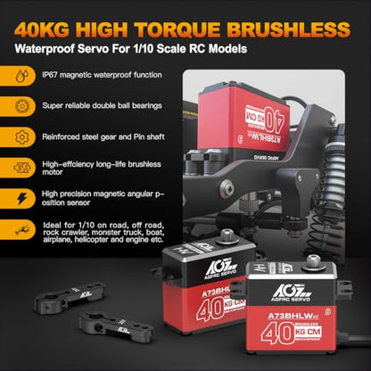 AGFRC 32KG A73CHLW V2 Coreless Waterproof Servo and A73BHLW V2 40KG Brushless Waterproof Programmable Steering Servo