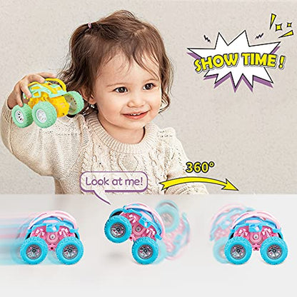 LODBY Car Toys for 2 3 4 Year Old Girls Gifts, Pull Back Cars Toys for Toddler Age 2-6, Monster Trucks for Kids Boys Toys Age 2-6 Year Old Girl Birthday Gifts - style: 3-PACK