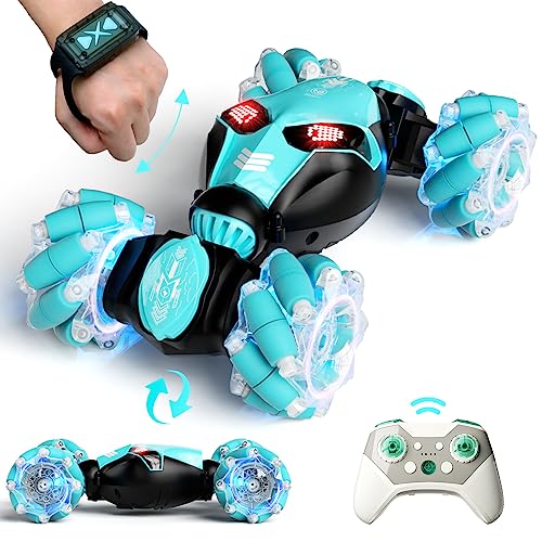 Remote Control Car Gesture Sensor RC Stunt Cars Toys Gifts for Kids | 2.4GHz 4WD Rc Car, Double Sided, 360° Flips Off Road Vehicle, Toy with Lights/Music