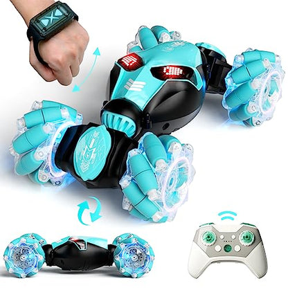 Remote Control Car Gesture Sensor RC Stunt Cars Toys Gifts for Kids | 2.4GHz 4WD Rc Car, Double Sided, 360° Flips Off Road Vehicle, Toy with Lights/Music