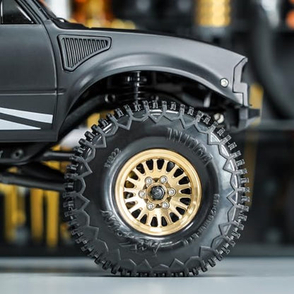 INJORA 1.0 XHX Pin Tires with 1.0 Plus Brass Beadlock Wheels Combo for 1/18 1/24 RC Crawlers Upgrade