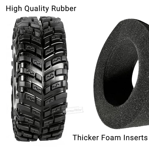 RC 1.0 Beadlock Tires for 1/18 TRX4M / Ascent-18 / SCX24 / FCX24 RC Crawler,1.0 In High Traction High Grip Rubber Tires w/Foam Insert,Style 1 - style: Style1(4pcs)
