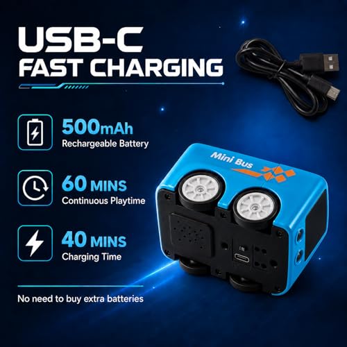 Magic Mini Bus Toy, 2.4GHz RC Line Following Car with Gesture Follow & Escape Modes, Rechargeable Inductive Bus with LED Lights, STEM Toy Gift for Kids Ages 3-8, Blue - color: Blue