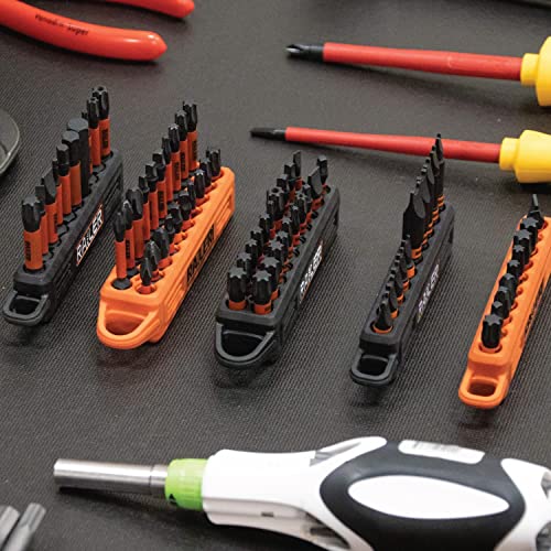Spanner Screwdriver Bit Set - Railer 5PC S2 Steel 1" Spanner Snake Eyes Impact Driver Bit Set With A Tool Storage Bit Holder & Carabiner - color: Orange Bitrail