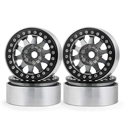 RCLIONS 4pcs 1.9 Beadlock RC Aluminum Wheels Rims for TRX4,AXAIL SCX10 III AXI03007,SCX10 II 1/10th Scale RC Crawler Car Upgrade Parts