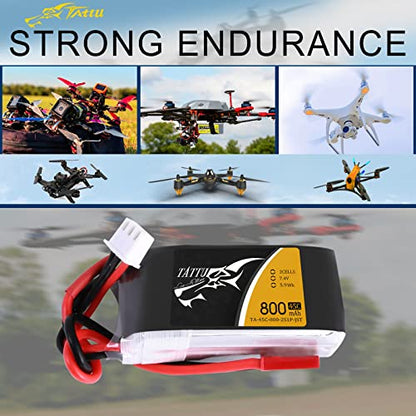 TATTU 800mAh 7.4V 45C 2S1P LiPo Battery Pack with JST-SYP Plug for Small Size FPV Torrent 110 - size: 1 Pcs