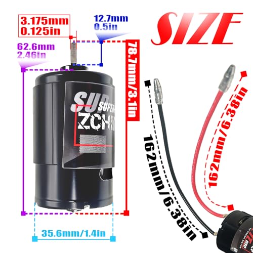 RS550 Brushed RC Motor for Traxxas Titan 12T 550 Motor Rustler Traxxis Stampede Arrma Gorgon Slash 2wd Motor Traxxas Stampede 1/10 Scale RC Truck Motor Upgrade Replacement Parts Rips(12T)