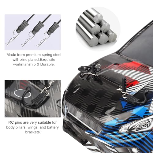 RC Body Clips with Pull Tabs for 1/10 1/12 1/14 Arrma Axial SCX10 Redcat Tamiya HSP Himoto, 20-Pack (Silver)