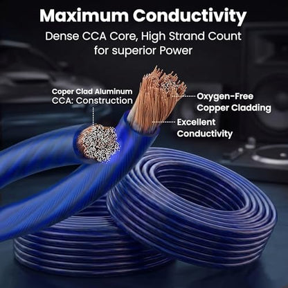 GEARit 4 Gauge Wire 25 ft Blue, 4 AWG Battery Cable CCA, Copper-Clad Aluminum Power Ground Wire for Car Audio Amp, Automotive, RV - color: 4 Gauge Wire, size: Blue - 25ft