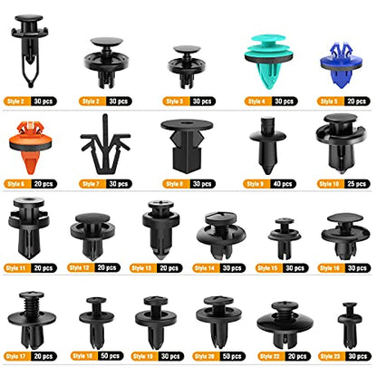 GOOACC 680Pcs Car Push Retainer Clips & Auto Fasteners Assortment -22 Most Popular Sizes Nylon Bumper Fender Rivets with 10 Cable Ties for Toyota GM Ford Honda Chevy