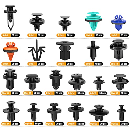 GOOACC 680Pcs Car Push Retainer Clips & Auto Fasteners Assortment -22 Most Popular Sizes Nylon Bumper Fender Rivets with 10 Cable Ties for Toyota GM Ford Honda Chevy