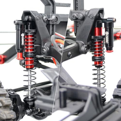 OGRC 100mm Piggyback RC Shock Absorber Oil Shocks for SCX10 TRX4 Upgrades | Aluminum, Double-cylinder, Long Travel, Adjustable Rebound, for 1/10 RC Crawler Car, Red - color: Red