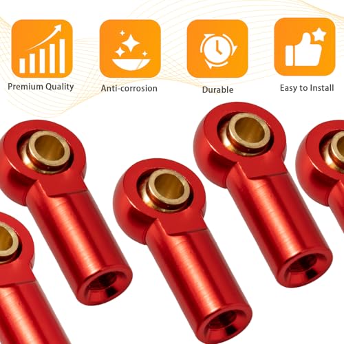 10PCS Aluminum M3 Tie Rod End Ball Joint Link Ball Head Holder 3mm RC Car Upgrade Parts, Compatible with Tamiya HSP Traxxas TRX4 Axial SCX10 D90 1/10 RC Car Truck Buggy Crawler, Red - color: Red