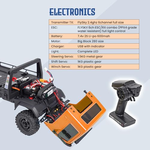 HOBBYPLUS ARKTOS 6x6 V1.5 CR18P Rock Crawler RTR All Terrain - Remote Control Car, Rock Crawler 1/18 Scale 6WD 2 Speed Transmission Off Road for Adults, RC Hobbyists (Tan) - color: Tan (6x6 V1.5)