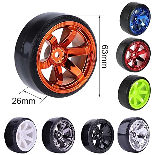 RC Plastic Wheel and Tire Set, 63mm Hard Tyres for 1/10 Drift Car HSP Tamiya HPI Kyosho On-Road Drifting Car (White) - color: White