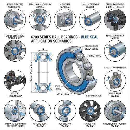 6700-2RS Ball Bearing 10x15x4mm,ABEC-3 10x15 6700-2RS Blue Rubber Sealed Ball Bearings (Pick of 10pcs)