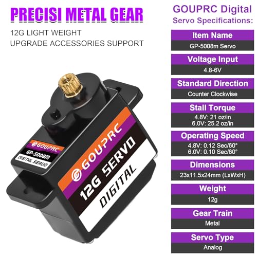 GOUPRC 4.6KG RC Digital Micro Servo of Metal Steel Gear with Servo Mount Bracket & Servo Horn and Steering Linker Kit for Axial SCX24 1/24 RC Car Crawler Upgrade - color: Purple Horn & Linker Kit