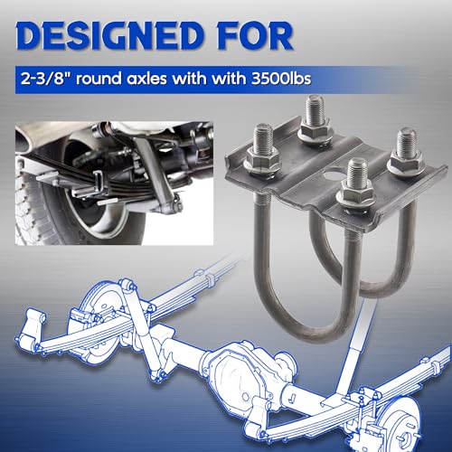 LONFFERY 312 Trailer Alex Shackle with U Bolts Kit Fit for 2-3/8" 3500lb Round Axle, 5-1/2" Long U-Bolts, U-Bolt Plates for 1-3/4" or 2", 1/2"-20 Hex Nuts - size: 312-U Bolt
