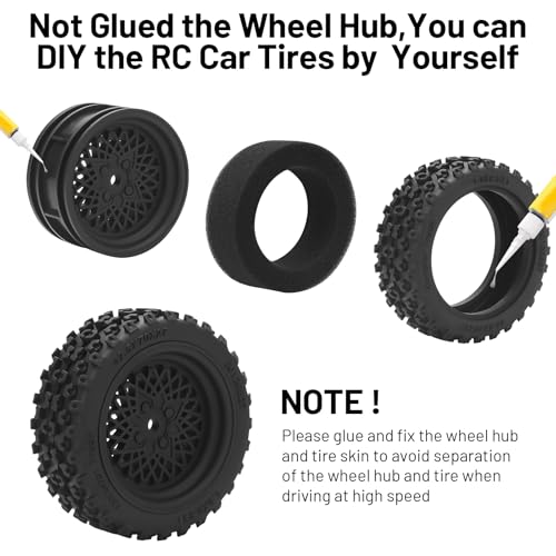 RC On Road Wheels and Tires, daitoku 12mm Hex RC Rally Racing Car Tires for 1/16 1/14 1/12 1/10 RC Touring Car On-Road Off Road Buggy - Style B - style: Style B