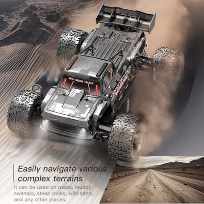 1:12 Fast RC Car 70KPH Brushless Motor for Adults, Waterproof Monster Trucks, 4WD High Speed RC Offroad Truck, 3 Batteries, KF16 (Black) - color: Kf16,3 Batties,black