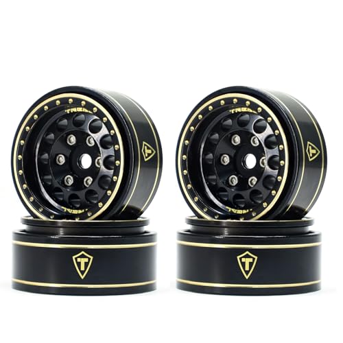 TREAL 1.0 Beadlock Wheels Brass Vintage Wheel Rims Heavy Weight Upgrades 4pcs for SCX24 FCX24 TRX4M 1/24 1/18 RC Crawler, 47g/pc - style: Type A