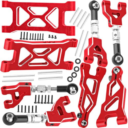 RC Suspension Arms Upgrades Parts for 1/16 Mojave Grom 223S DSC 4X4 RTR,1/16 Mojave Grom 4X4 RTR,Aluminum Front Rear Suspension A Arms Set Hops Up,Replace ARA330839+ARA330840,Red - color: Red(suspension Arms)