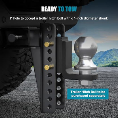 #99002 Adjustable Trailer Hitch Mount, Tow Hitch with 1" Hole, Drop/Rise, 5000 Lbs Towing Capacity with 2 Pins for Pickups Vans SUV Campers Boat（Only Suit CROSSHIP Shank Tube) - color: Replacement Adjustable Mount Hitch