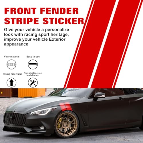 x xotic tech Fender Stripes Hash Marks KK Vinyl Decal Universal for Car Truck Sticker Racing Stripe 11"x23" (Red) - color: Red