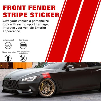 x xotic tech Fender Stripes Hash Marks KK Vinyl Decal Universal for Car Truck Sticker Racing Stripe 11"x23" (Red) - color: Red