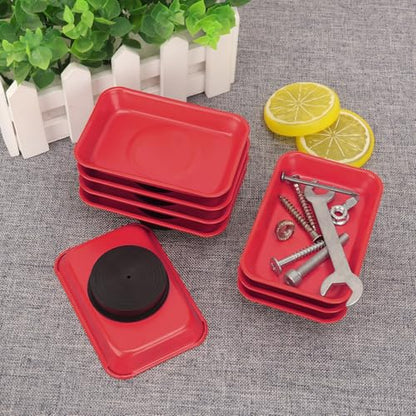 15 PCS Rectangle Magnetic Parts Trays, 3.7X2.5x1Inch, Red Magnet Tool Tray, Magnetic Parts Tray, Red, by GENHAKON - size: 15 PCS Rectangle Red