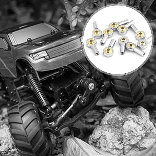 kingsea 10 Pcs Steering Linkage Tie Rod End M2 Ball Joint Linkage Tie Rod End for RC Car Boat Truck, White - color: White