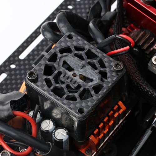 35mm×35mm Carbon Fiber RC Cooling Fan Cover - Universal Brushless Motor Heatsink/ESC Fan Guard Shield Shroud - for RC Cars, Trucks, Boats, Drones (Skull Style) - style: 35mm / Skull Style
