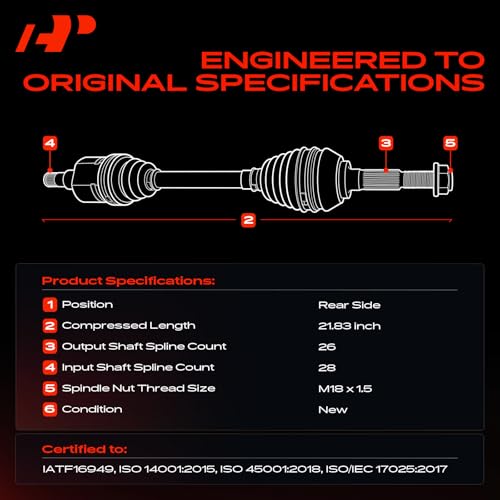A-Premium Set of 2 Rear CV Axle Shaft Assembly | Compatible with Polaris Sportsman 550 850 1000 XP, Scrambler 850 1000 XP, Rear Left and Right, Replace# 1332642, 1332809 - style: Rear Driver and Passenger Side