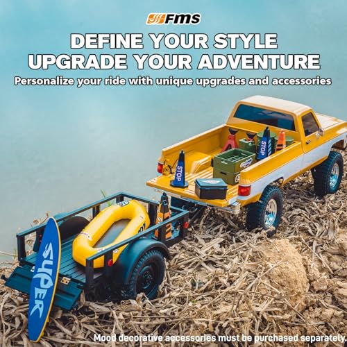 BEEZRC FMS 1/18 FCX18S Chevrolet K10 S RC Crawler, Official Licensed Off-Road RC Truck, 8km/h Hobby RC Cars, 4WD & 900mAh Remote Control Car for Adults, LED Lights 4-Ch 2.4GHz Transmitter RTR Black - color: Black