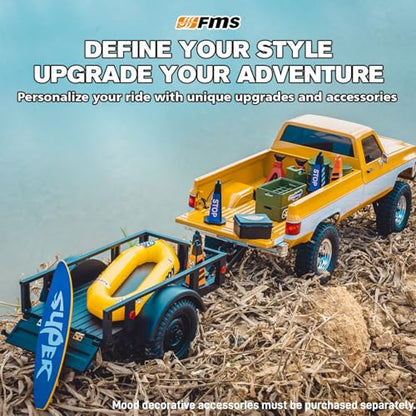 BEEZRC FMS 1/18 FCX18S Chevrolet K10 S RC Crawler, Official Licensed Off-Road RC Truck, 8km/h Hobby RC Cars, 4WD & 900mAh Remote Control Car for Adults, LED Lights 4-Ch 2.4GHz Transmitter RTR Black - color: Black