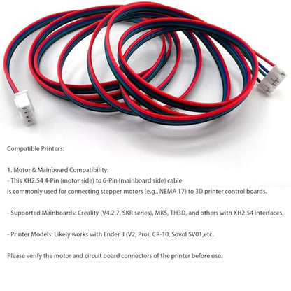 3Pcs 1.5M Stepper Motor Cables XH2.54 4Pin to 6Pin Terminal Motor Wires, Ender 3 Stepper Motor Cable, 4 Pin to 6 Pin 3D Printer Stepper Motor Cables for Nema 17 Stepper Motor, - style: 3Pcs Stepper Motor Cable 1.5M