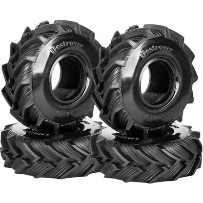 RC 1.0 Beadlock Tires for 1/18 TRX4M / Ascent-18 / SCX24 / FCX24 RC Crawler,1.0 In High Traction High Grip Rubber Tires w/Foam Insert,Style 2 - style: Style2(4pcs)