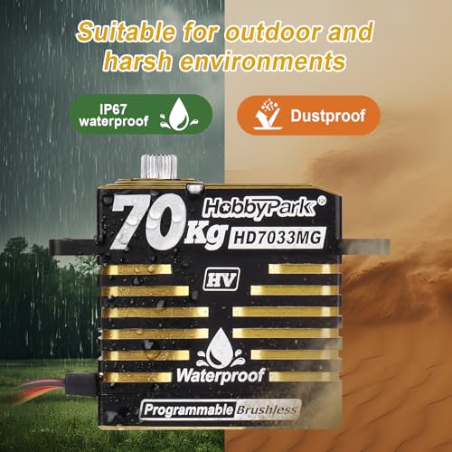 HobbyPark Waterproof 966oz-in 70KG Servo High Torque Servo Brushless Motor 8.4V HV Servo Metal Gear RC Servo Programmable for 1/8 1/10 1/12 RC Crawler RC Truck RC Car Buggy Robotic Control Angle 180°