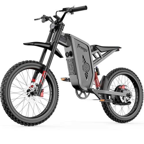 Freego X2Pro Electric Motorcycle for Adults Teens,Electric Dirt Bike Teens 6000W(Peak) Motor 1800Wh Battery,Max 50Mph Off Road Electric Bicycle,Full Suspension UL 2849 Certified - color: Dark Grey
